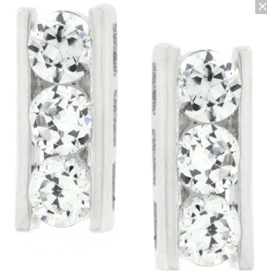 Kindal Three Round CZ Stud Earrings
