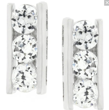 Kindal Three Round CZ Stud Earrings
