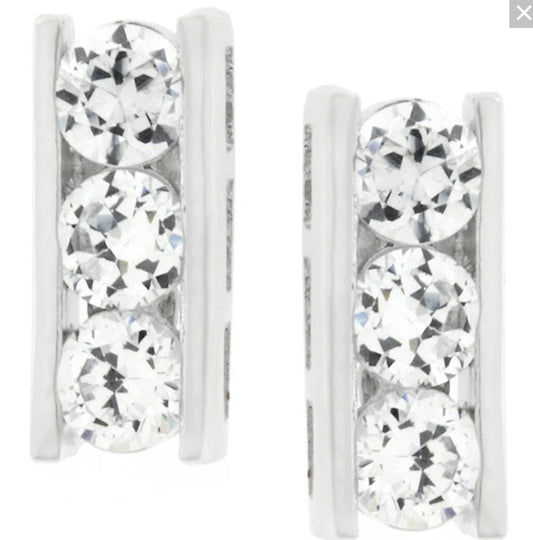 Kindal Three Round CZ Stud Earrings