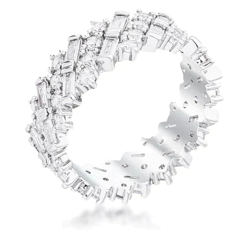 Mena CZ Baguette Silver Eternity Ring | 4ct | Sterling Silver