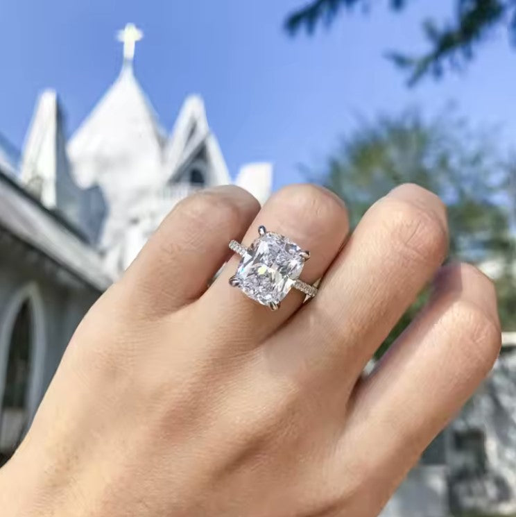 Berlinda 12x10m Cushion CZ Engagement Ring | 6.8ct | 925 Sterling Silver