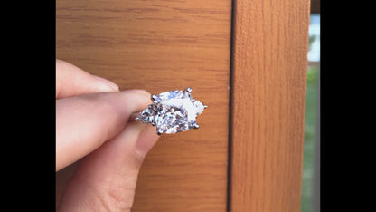 Nikki 10mm Cushion Three CZ Engagement Ring | 5.6ct | 925 Sterling Silver
