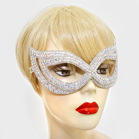 Ondrea Exquisite Double Cat Eye Masquerade Mask | Silver | Crystal - Beloved Sparkles
 - 2