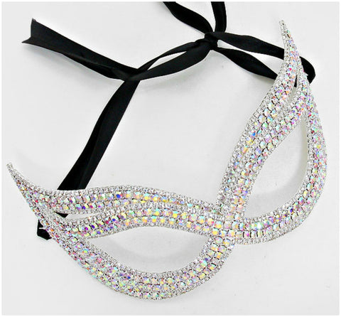 Ondrea Exquisite Double Cat Eye Masquerade Mask | Silver | Crystal - Beloved Sparkles
 - 1