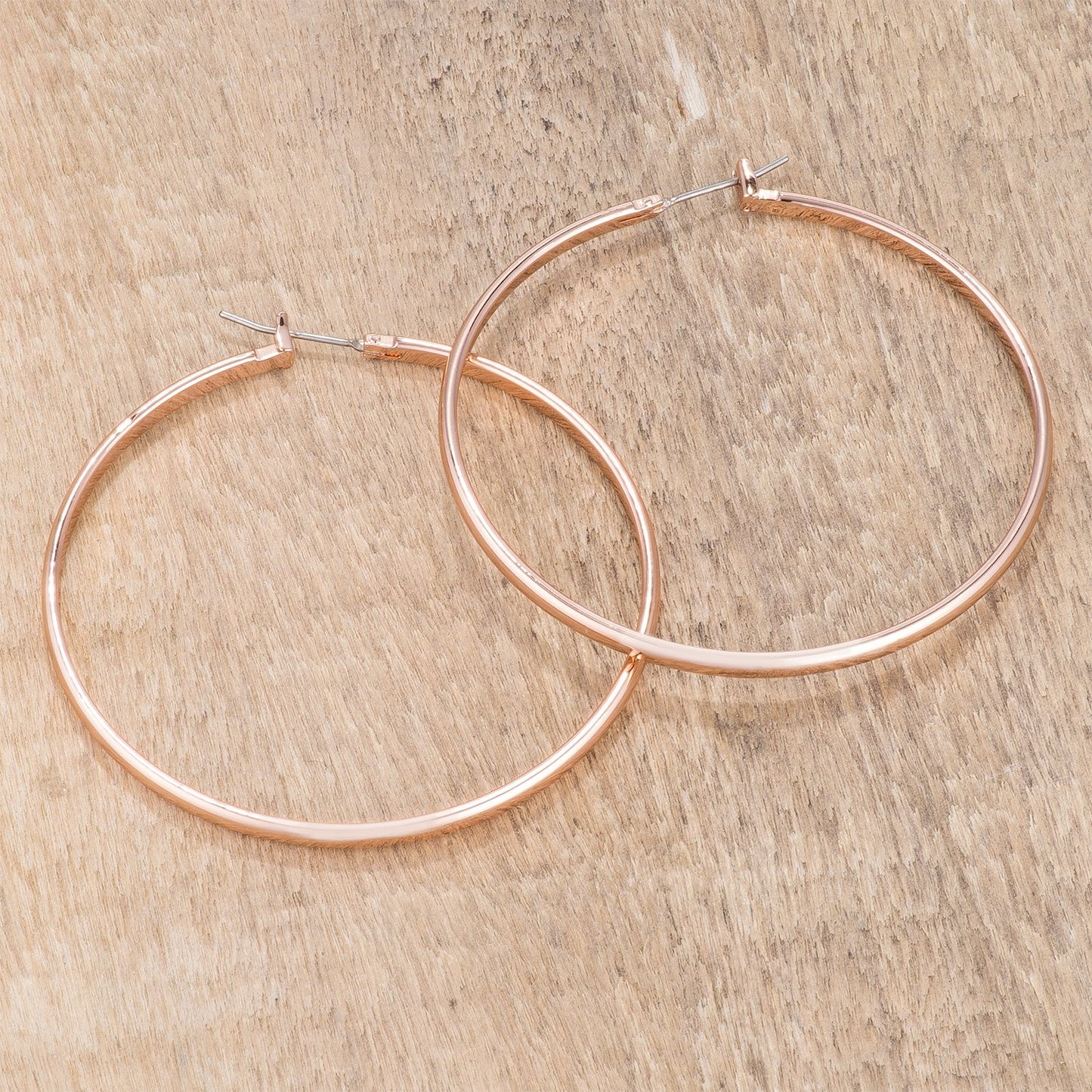 Flavia Rose Gold Large Hoop Earrings | 55mm