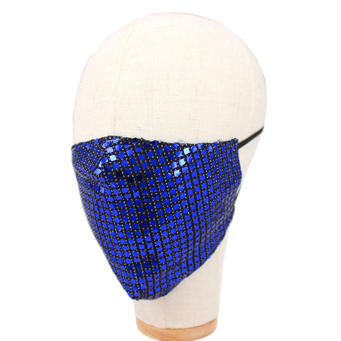 Lia Blue Metallic Embellished Fashion Mask