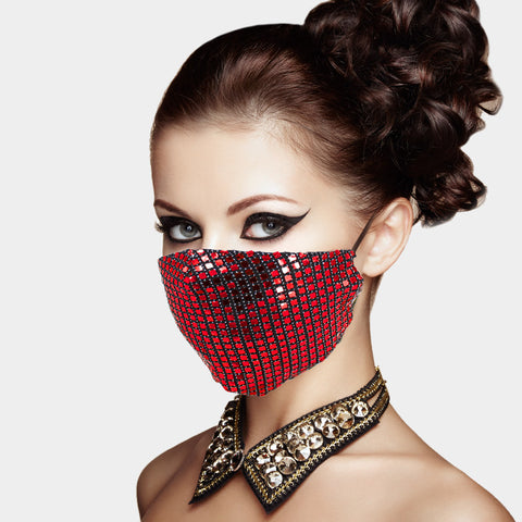 Lia Blue Metallic Embellished Fashion Mask