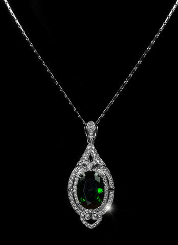 Adela Art Deco Emerald Green Pendant | 27ct