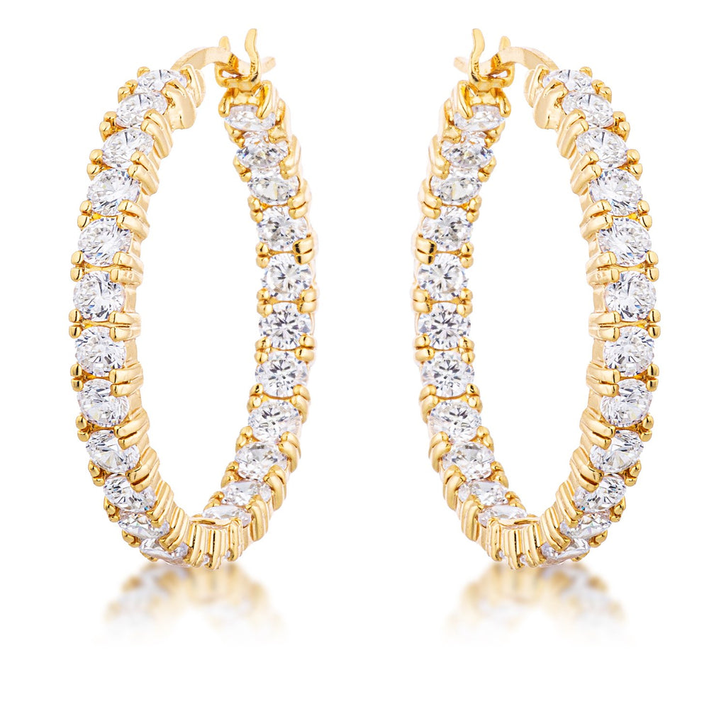 Abella Round Eternity Gold Hoop Earrings | 5.5ct