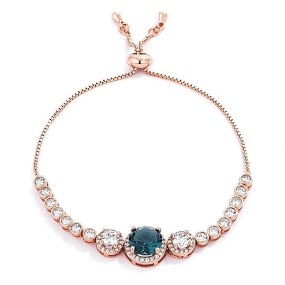 Abigail 9mm Blue Topaz CZ Bolo Slider Bracelet