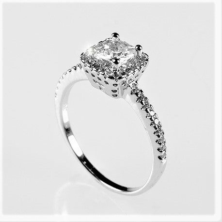 Ada Delicate Princess Cut Halo Engagement Ring | 1.25ct