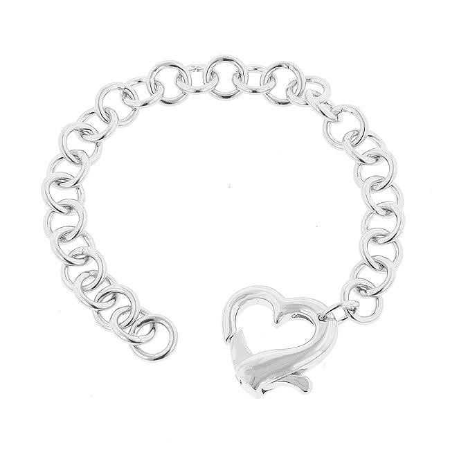 Adena Silvertone Heart Chain Bracelet  – 7in