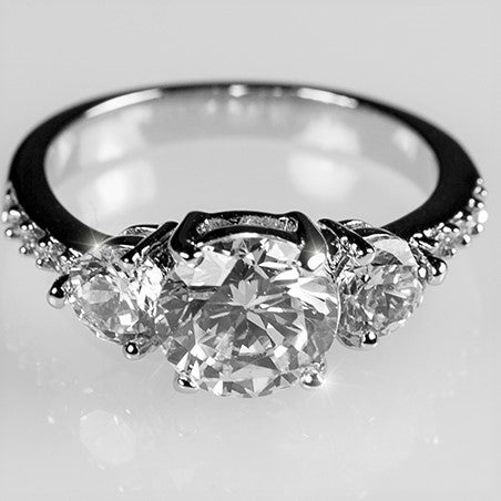 Alba Three Round Stone Engagement Ring | 2.5ct | Cubic Zirconia