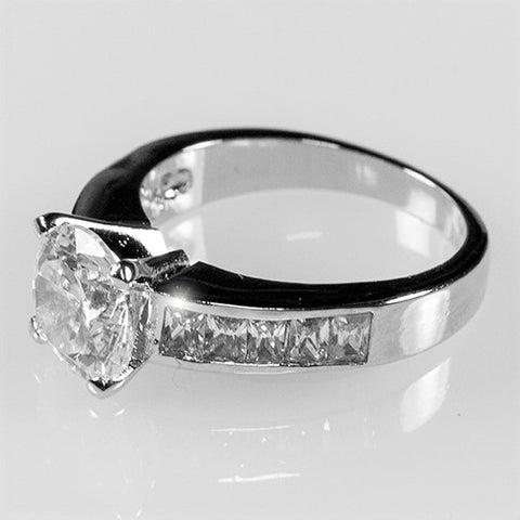 Alnor 2ct Round Solitaire Engagement Ring | 3.5ct | Sterling Silver