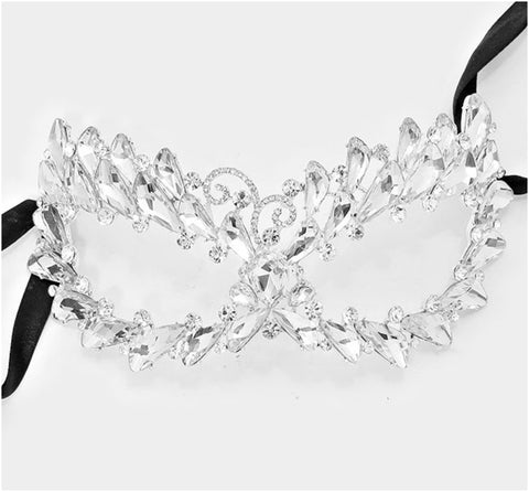 Amara Art Deco Cluster Statement Masquerade Mask | Crystal - Beloved Sparkles
 - 1