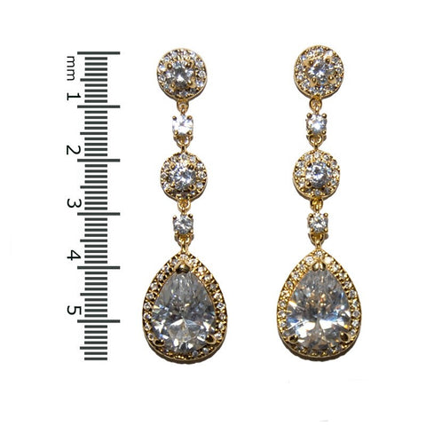 Amberly Pear Chandelier Earrings | 18k Gold | 57mm