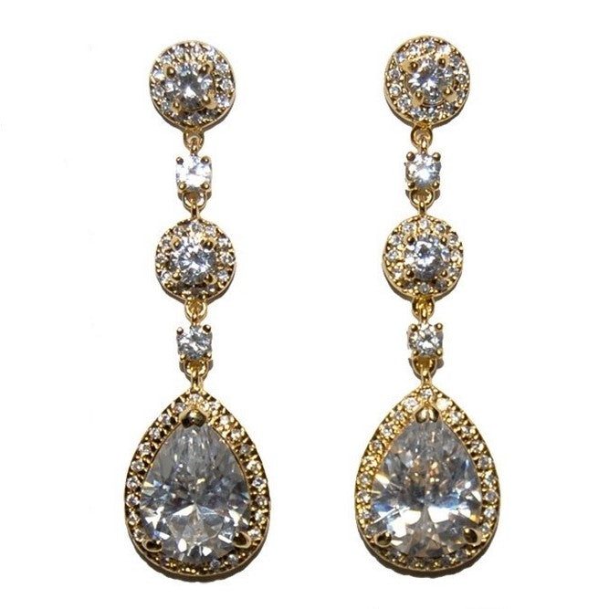 Amberly Pear Chandelier Earrings | 18k Gold | 57mm