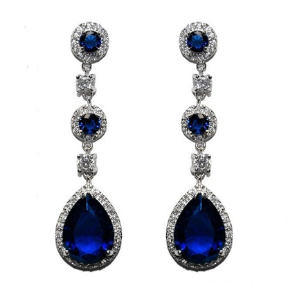 Amberly Sapphire Dangle Chandelier Earrings | 57mm