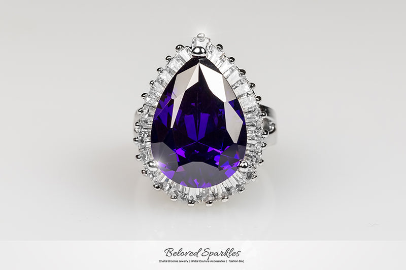 Lorna Amethyst Pear Statement Cocktail Ring | 12ct