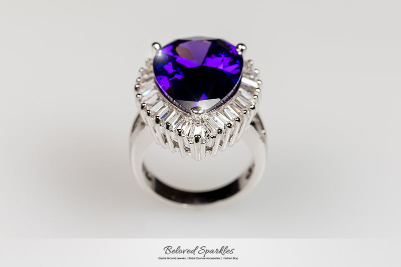 Lorna Amethyst Pear Statement Cocktail Ring | 12ct