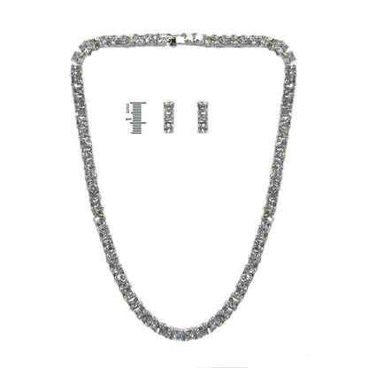 Anissa CZ Princess Cut Tennis Necklace Set