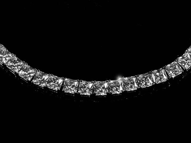 Anissa CZ Princess Cut Tennis Necklace Set