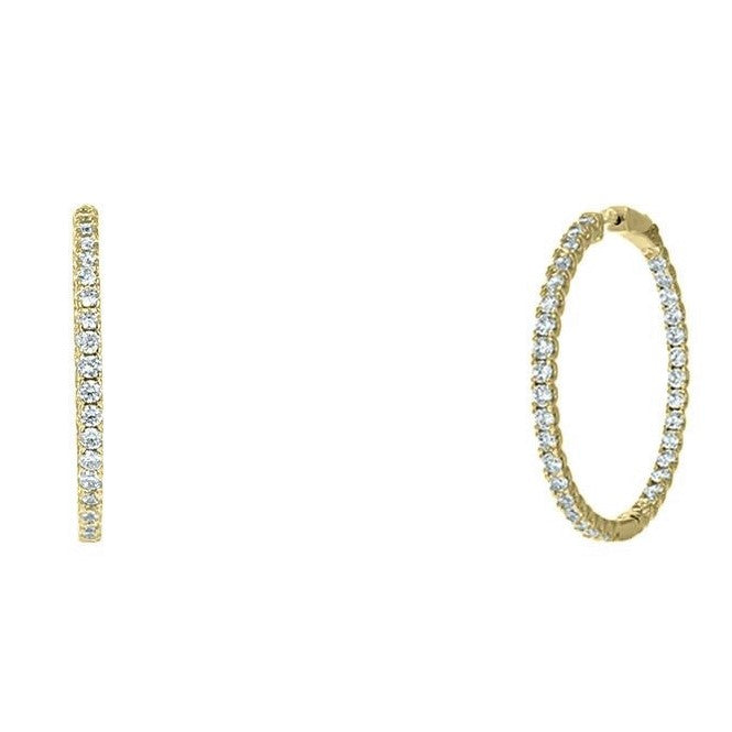Anna Inside Outside CZ Gold Hoop Earrings | 1.6in