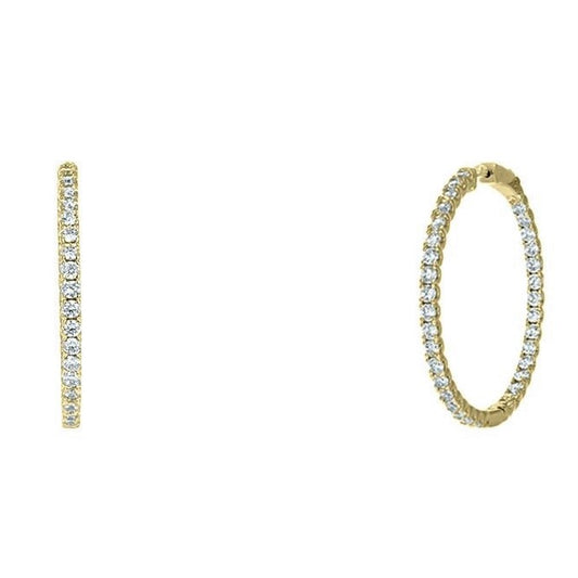 Anna Inside Outside CZ Gold Hoop Earrings | 1.6in