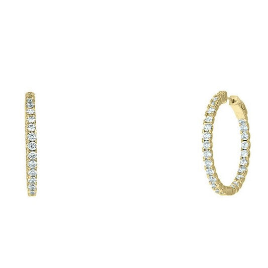 Anna Inside Outside CZ Gold Hoop Earrings | 1.25in