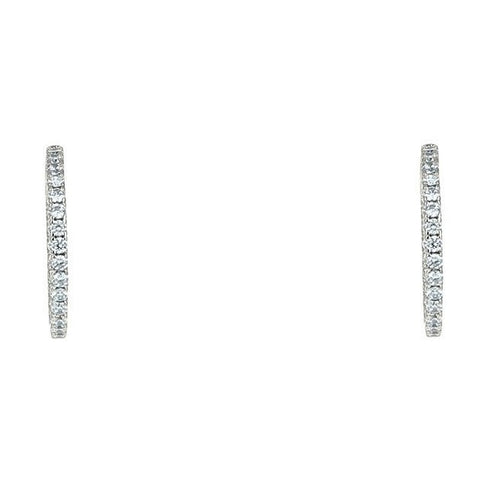 Anna 1.25” Inside Outside CZ Silver Hoop Earrings