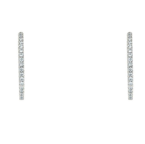 Anna 1.6” Inside Outside CZ Silver Hoop Earrings