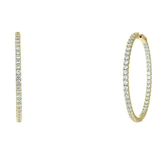 Anna Inside Outside CZ Gold Hoop Earrings | 2in