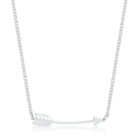 Arianna Silver Stainless Steel Arrow Necklace