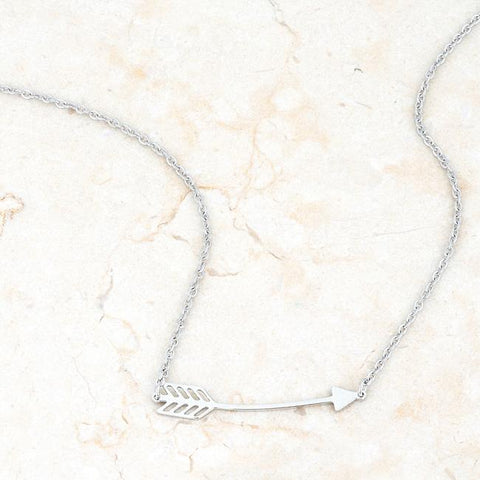 Arianna Silver Stainless Steel Arrow Necklace