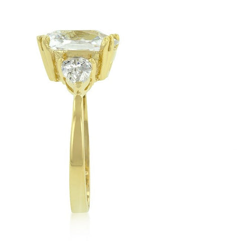 Aurora Radiant CZ Three Stone Engagement Ring | 7.5ct | 18k Gold