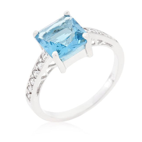 Barrie Aqua Blue Princess Solitaire Ring | 2.5ct | Sterling Silver