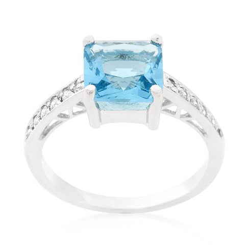 Barrie Aqua Blue Princess Solitaire Ring | 2.5ct