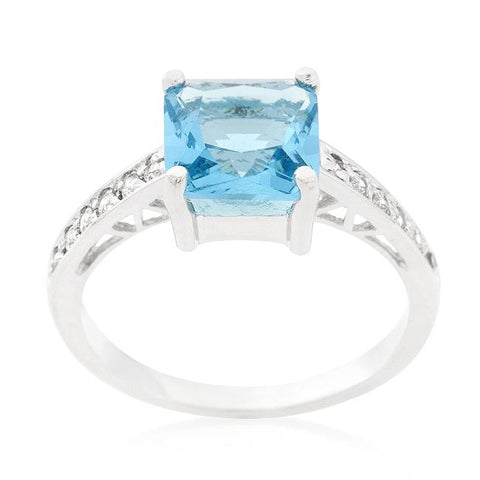 Barrie Aqua Blue Princess Solitaire Ring | 2.5ct | Sterling Silver