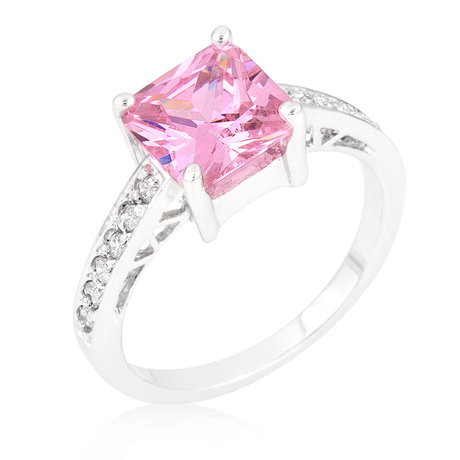 Barrie 2ct Pink Princess Solitaire Engagement Ring | 2.3ct | Sterling Silver