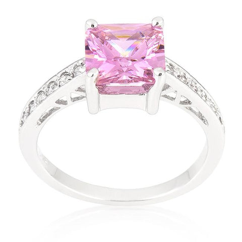 Barrie 2ct Pink Princess Solitaire Engagement Ring | 2.3ct | Sterling Silver