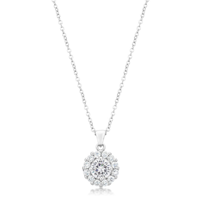 Belle Clear Round Halo Pendant | 3.2ct