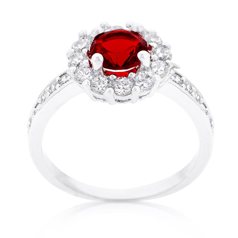 Belle Garnet Red Halo Engagement Cocktail Ring | 2.2ct