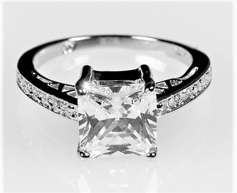 Barrie Princess Cut Solitaire Engagement Ring | 2.3ct | Sterling Silver