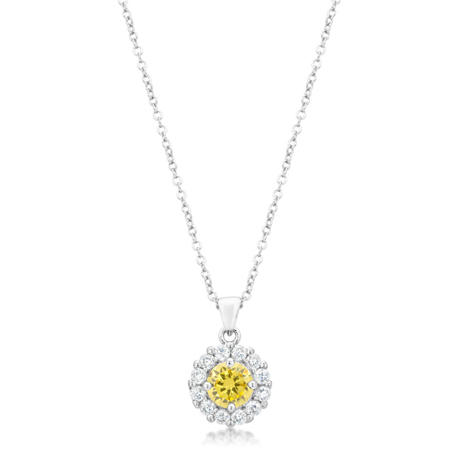 Belle Canary Halo Round  Pendant | 3.2ct
