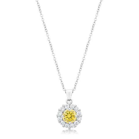 Belle Canary Halo Round  Pendant | 3.2ct