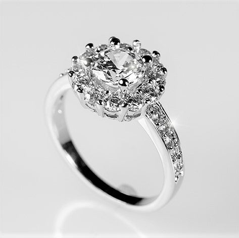 Belle Clear Round Halo Engagement Ring | 2.2ct