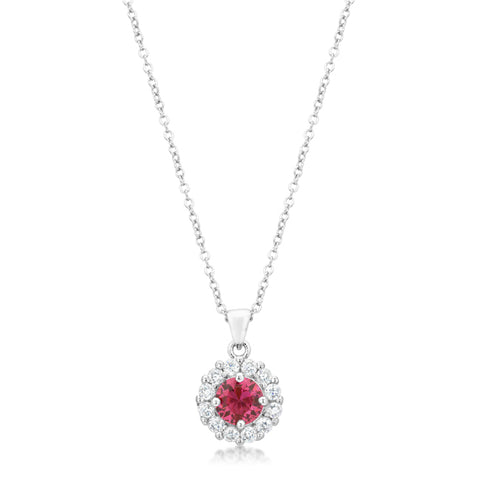 Belle Pink Rose Round Halo Pendant | 3.2ct