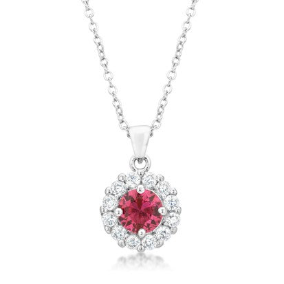 Belle Pink Rose Round Halo Pendant | 3.2ct