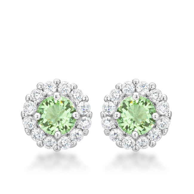 Belle Peridot Green Halo Stud Earrings | 2ct