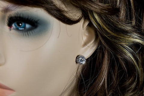 Belle Clear Round Halo Stud Earrings | 2ct